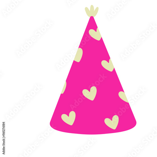 Colorful party hat with hearts for festive celebrations and gatherings