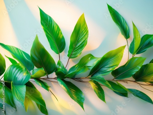 Lush Green Tropical Leaves Border Foliage Nature Background