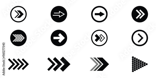 Swipe right icon. Arrow icon set. Cursor. Simple arrow icons in black.