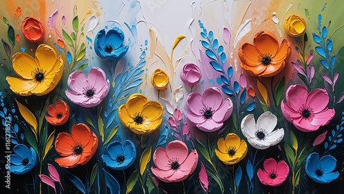 Close-Up of Abstract, Rough, and Colorful Multicolor Texture, Creating an Artistic Explosion of Bold Hues and Dynamic Patterns