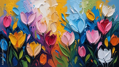 Close-Up of Abstract, Rough, and Colorful Multicolor Texture, Creating an Artistic Explosion of Bold Hues and Dynamic Patterns