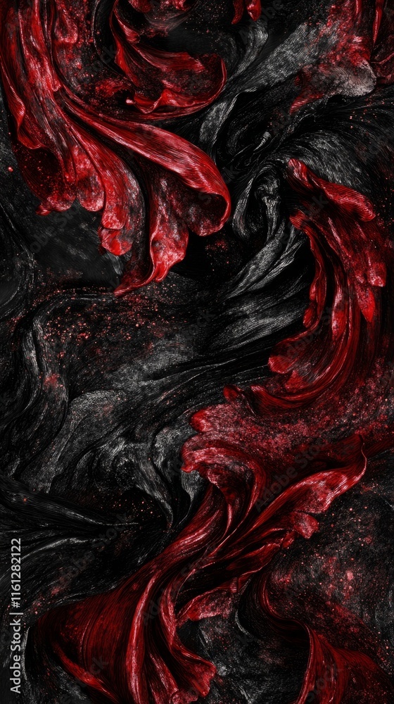 Obraz premium Black dark deep red burgundy cherry maroon crimson abstract background. Silk satin velvet fabric. Elegant luxury rich. Curtain drapery fold line wave flow. Romance Valentine Birthday Christmas.