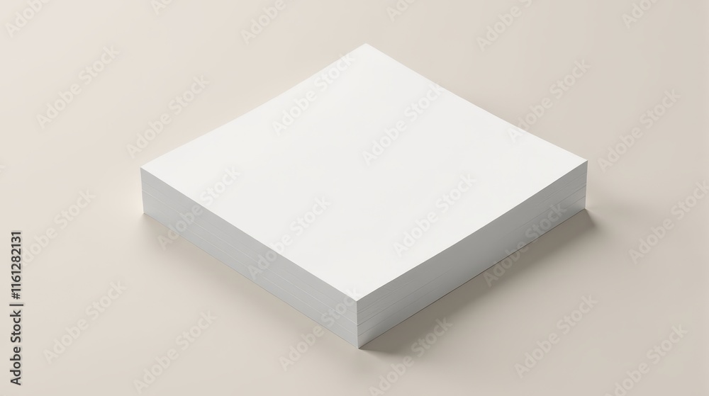 Stack of blank white paper sheets on a neutral background, ideal for stationery, printing, and office supply concepts Stack of blank white paper sheets on a neutral background, ideal for stationery, printing, and office supply concepts