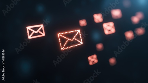 Close Up of Multiple Emails Displaying Various Colors and Designs Representing Digital Communication and Modern Marketing Strategies in Action