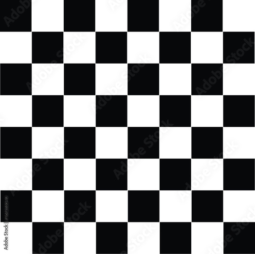 Black and white chess pattern. Checkerboard seamless vector illustration. Abstract checkered checkerboard for the game. Pattern of squares in black and white chess type.