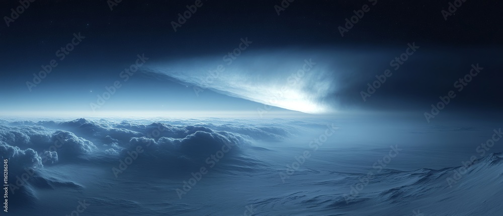 moonlight streams through glowing ethereal clouds on a dark sky., Generative AI moonlight streams through glowing ethereal clouds on a dark sky., Generative AI