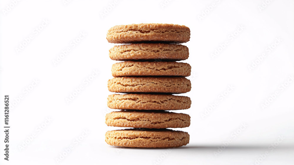 Stack of Sweetmeal Digestive Biscuits Isolated on White Background Stack of Sweetmeal Digestive Biscuits Isolated on White Background