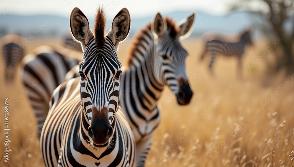 Fototapeta premium Beautiful close-up of a zebra's face, providing ample space for text designed for an informative banner on International Zebra Day.