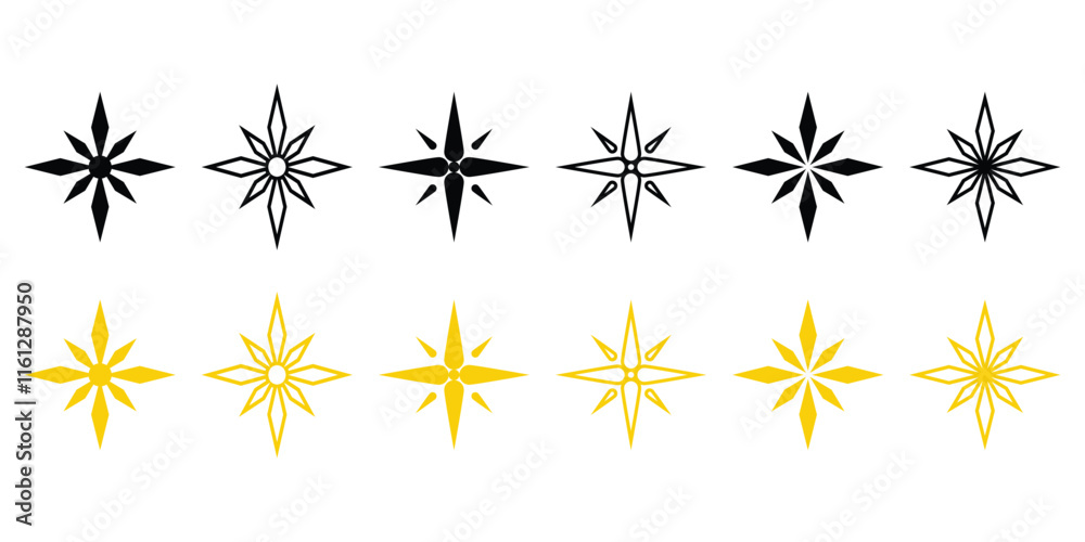 Sparkles, stars and bursts icons, twinkling stars. Vector set of different black sparkles. Set of black stars. Set of star sparkling and twinkling cartoon. Vector illustration. Sparkles, stars and bursts icons, twinkling stars. Vector set of different black sparkles. Set of black stars. Set of star sparkling and twinkling cartoon. Vector illustration.