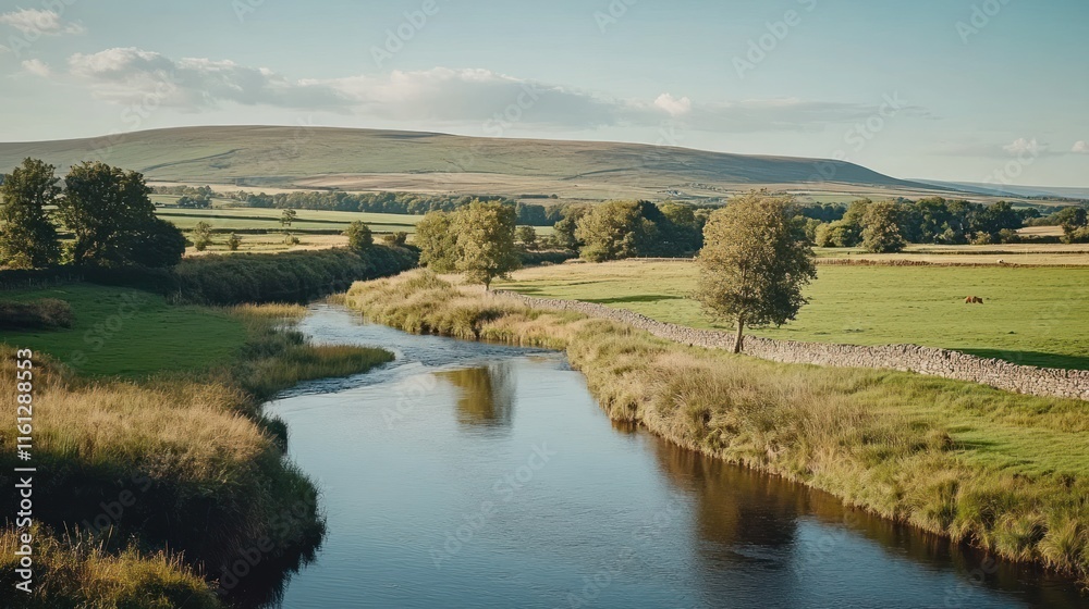 Serene River Landscape in the English Countryside Serene River Landscape in the English Countryside
