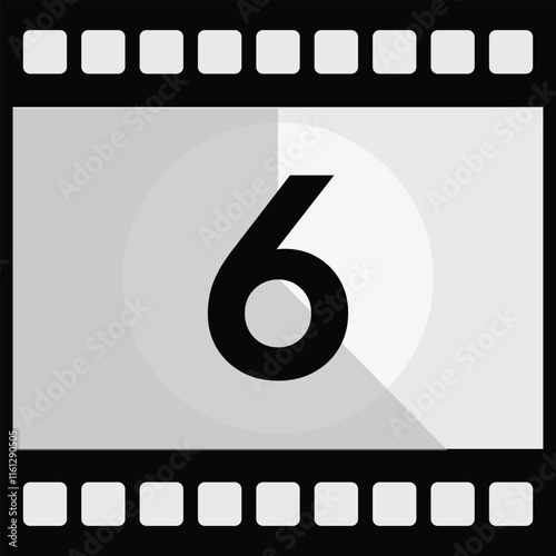 Movie Countdown Frame. Retro design. Old film movie timer count. Vintage cinema. Number count. Vector illustration.