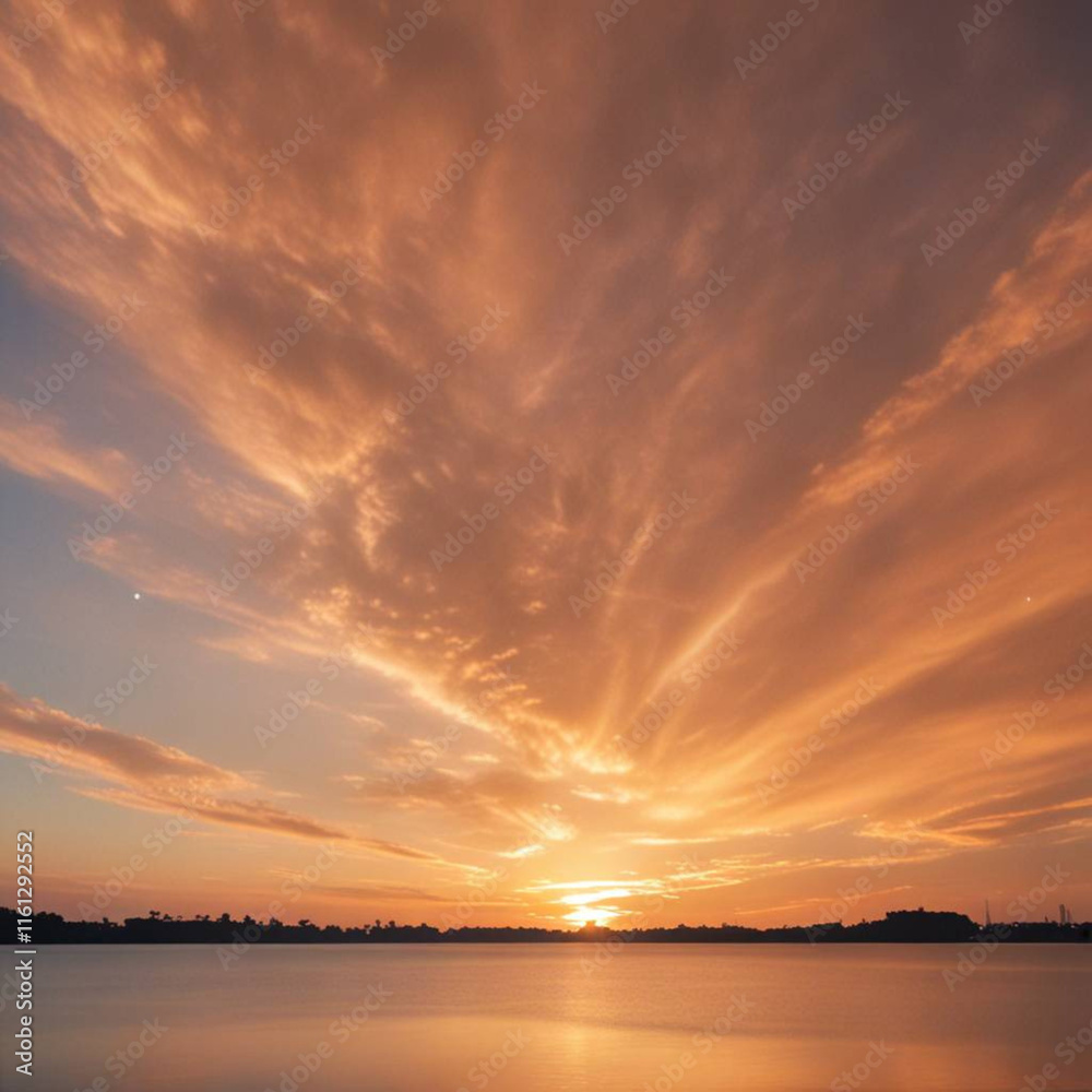 Fototapeta premium sunset over the river