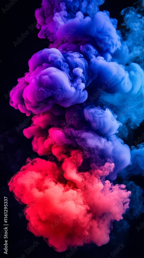 Fototapeta premium Black, dark, purple, red, Burgundy, magenta, maroon, plum, watercolor, water. Messy Smearing stains stains dirty fumes. Fantasize about dramatic storms in the night sky with clouds.