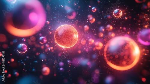 Wallpaper Mural Pulsing neon orbs drift across an electric dark canvas., Generative AI Torontodigital.ca