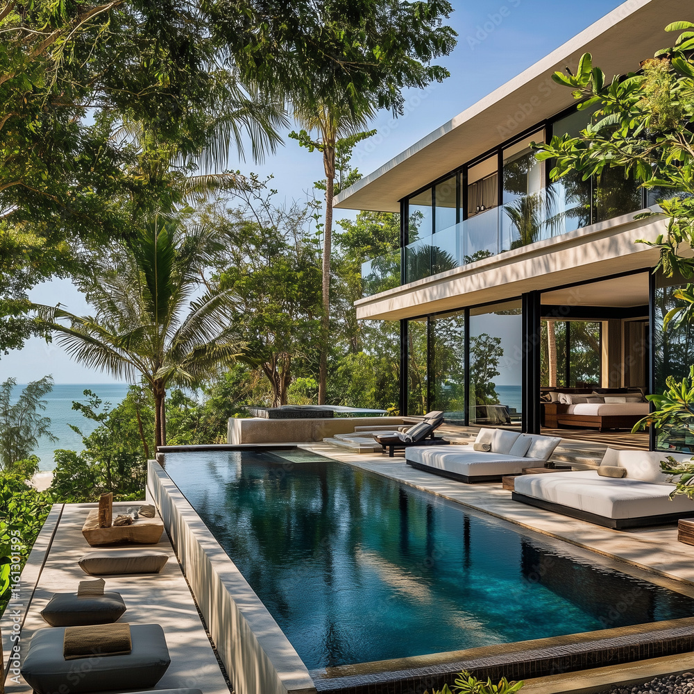 Modern Luxury Villa Tropical Setting Pool Modern Luxury Villa Tropical Setting Pool