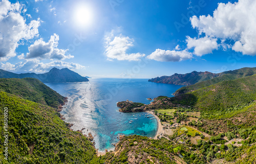 Obraz na płótnie Landscape with Girolata bay in Scandola natural reserve, Corsica island, France w salonie
