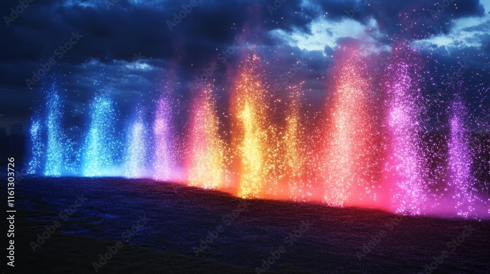 dust trails dissolve into vibrant surreal glowing patterns., Generative AI dust trails dissolve into vibrant surreal glowing patterns., Generative AI