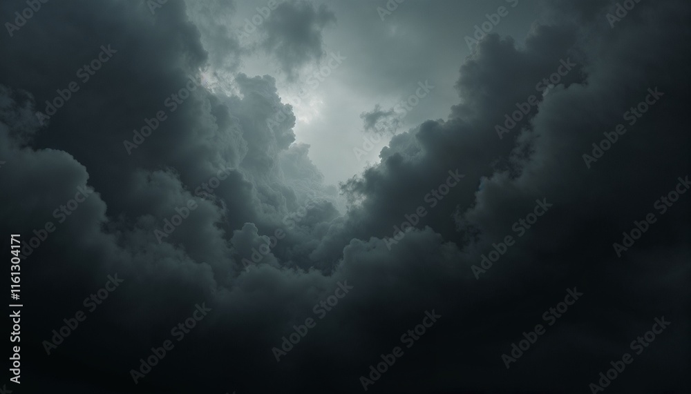 Obraz premium Dramatic storm clouds with a faint light breaking through for moody and atmospheric visual designs.