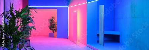 Neon blue, pink, green concept