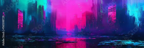 Neon blue, pink, green concept