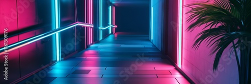 Neon blue, pink, green concept