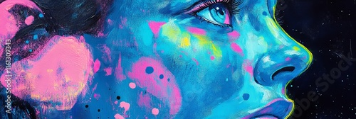 Neon blue, pink, green concept