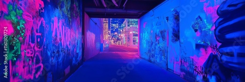 Neon blue, pink, green concept