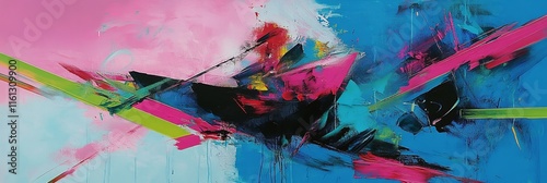 Neon blue, pink, green concept