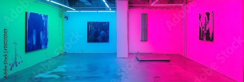 Neon blue, pink, green concept