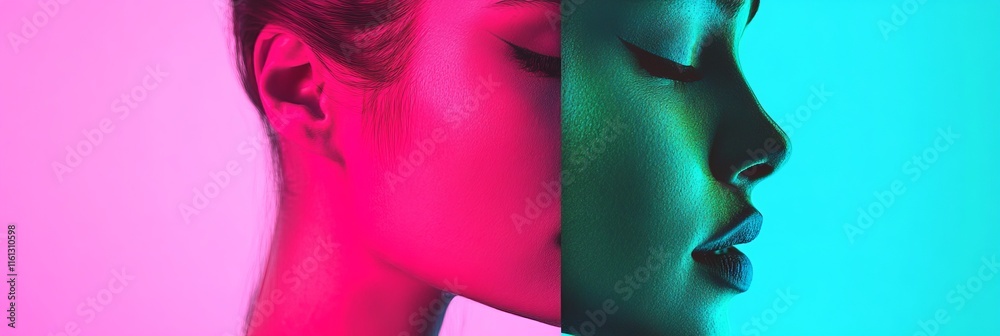 Neon blue, pink, green concept Neon blue, pink, green concept