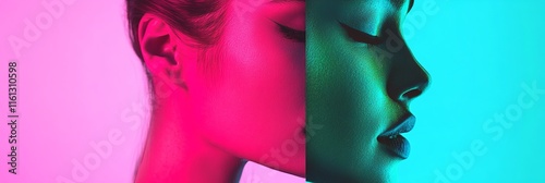 Neon blue, pink, green concept