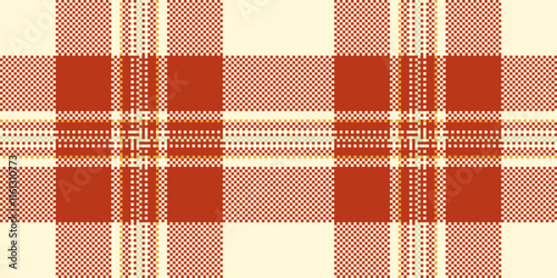 Trade background pattern check, feminine fabric vector plaid. Folk texture seamless tartan textile in cornsilk and red colors.