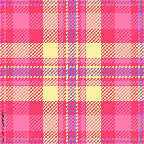 Menu textile vector texture, autumn fabric tartan check. Pixel background pattern plaid seamless in red and pink colors.