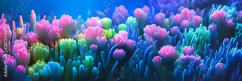 Neon blue, pink, green concept