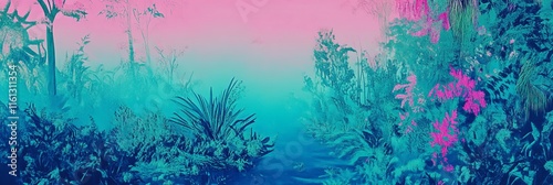 Neon blue, pink, green concept