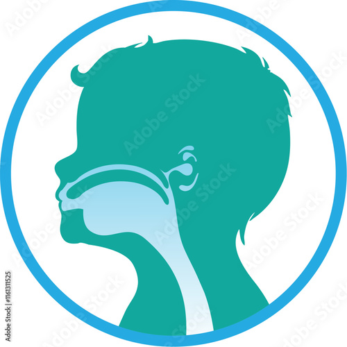 Illustration icon silhouette of children's respiratory system. Ideal for health and institutional information