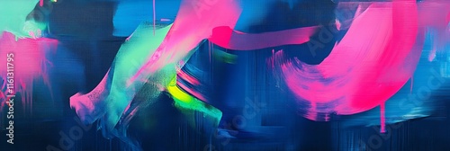 Neon blue, pink, green concept