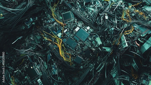 A Pile of Old Circuit Boards and Computer Parts Showcasing E-Waste

 photo