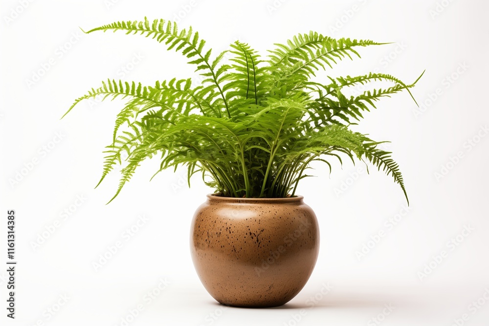 Fototapeta premium A vibrant fern plant displayed in a decorative pot, adding freshness and greenery to any space or decor.