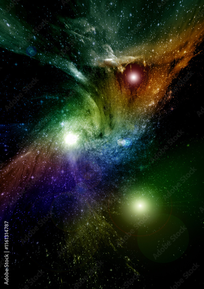 Stars of a planet and galaxy in a free space Elements of this image furnished by NASA.