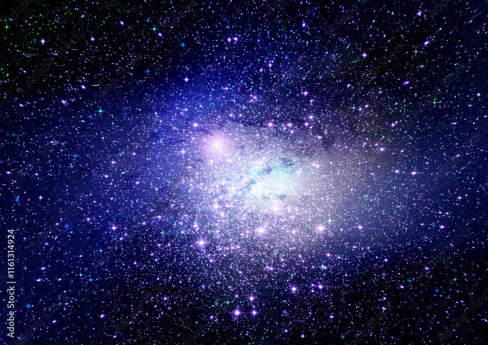 Stars of a planet and galaxy in a free space Elements of this image furnished by NASA.