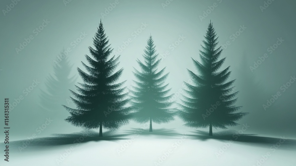 Obraz premium Negative space Christmas trees