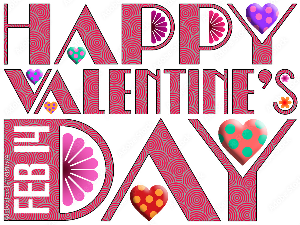 Obraz premium Graphic design depicting Happy Valentine's Day