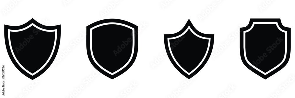 Shield icons set. Protection shield set. Protect signs collection vector illustration. Shield icons set. Protection shield set. Protect signs collection vector illustration.