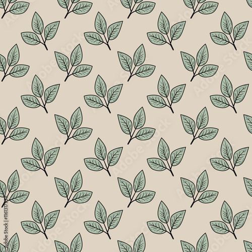 Wallpaper Mural Hand drawn floral pattern vector design. Simple ornament with plant and leaf. Torontodigital.ca