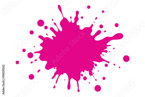 Magenta paint splatter on white background