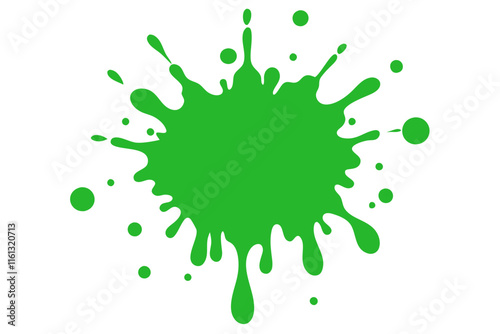 Green paint splatter on white background