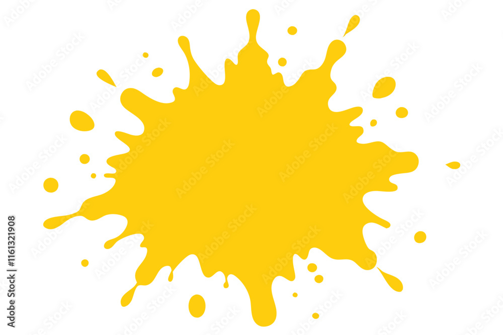 Yellow paint splatter on white background