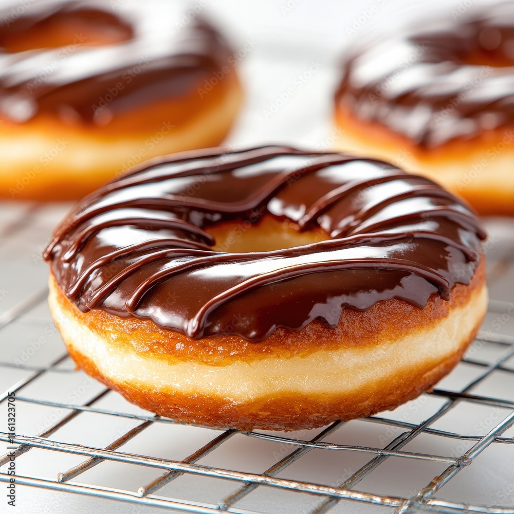 Close Up of Delicious Donut Topped with Rich Glossy Chocolate Frosting Highlighting the Irresistible Sweetness and Tempting Texture of Baked Treat Close Up of Delicious Donut Topped with Rich Glossy Chocolate Frosting Highlighting the Irresistible Sweetness and Tempting Texture of Baked Treat