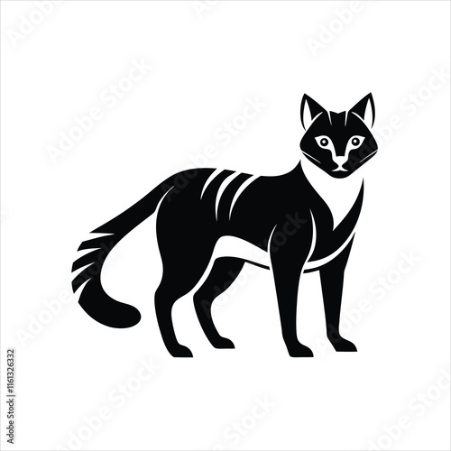 Sand Cat Silhouette Icon Vector on White Background